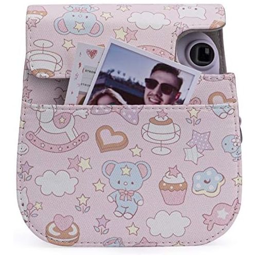  Frankmate PU Leather Camera Case Compatible with Fujifilm Instax Mini 11 Instant Camera with Adjustable Strap and Pocket (Bunny)