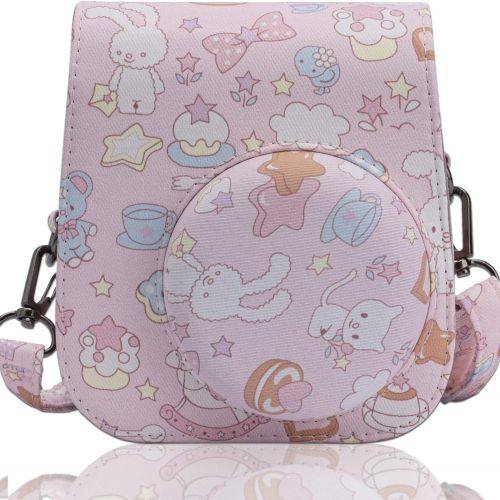 Frankmate PU Leather Camera Case Compatible with Fujifilm Instax Mini 11 Instant Camera with Adjustable Strap and Pocket (Bunny)