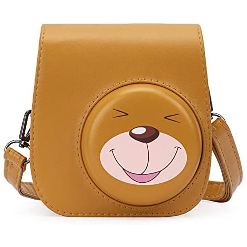  Frankmate PU Leather Instax Camera Compact Case for Fujifilm Instax Mini 11/9/8/8+ Instant Film Camera (Tan Bear)