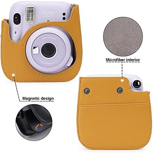  Frankmate PU Leather Instax Camera Compact Case for Fujifilm Instax Mini 11/9/8/8+ Instant Film Camera (Tan Bear)