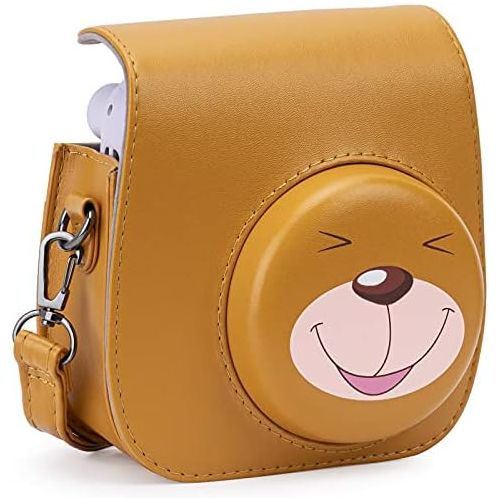  Frankmate PU Leather Instax Camera Compact Case for Fujifilm Instax Mini 11/9/8/8+ Instant Film Camera (Tan Bear)