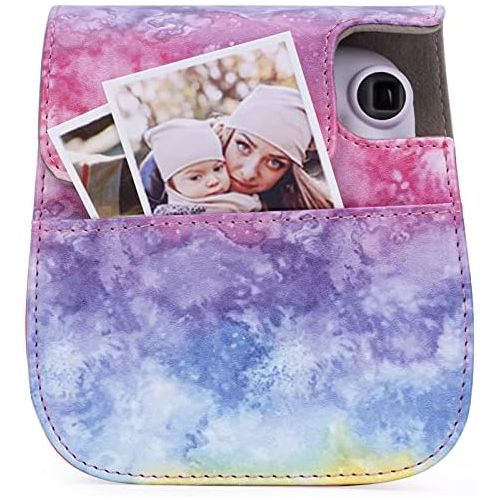  Frankmate Protective & Portable Case Compatible with fujifilm instax Mini 11/9 / 8/8+ Instant Film Camera with Accessory Pocket and Adjustable Strap (Starry Sky Red)