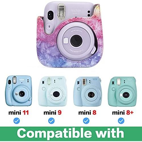  Frankmate Protective & Portable Case Compatible with fujifilm instax Mini 11/9 / 8/8+ Instant Film Camera with Accessory Pocket and Adjustable Strap (Starry Sky Red)