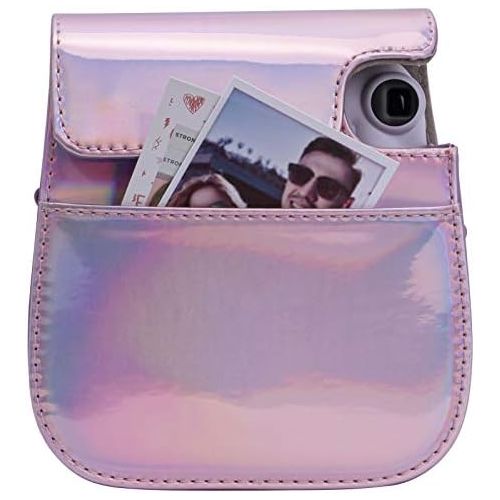  Frankmate PU Leather Camera Case Compatible with Fujifilm Instax Mini 11 Instant Camera with Adjustable Strap and Pocket (Magic Pink)