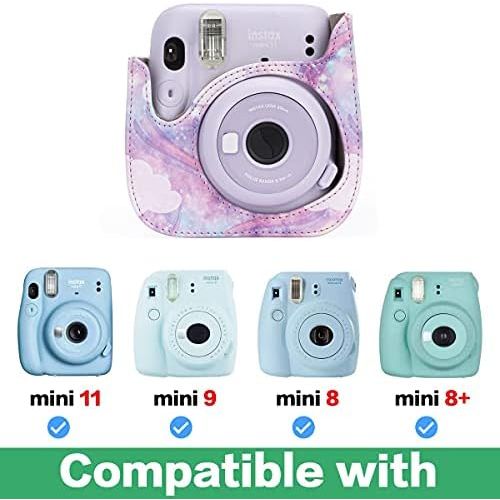  Frankmate Protective & Portable Case Compatible with fujifilm instax Mini 11/9 / 8/8+ Instant Film Camera with Accessory Pocket and Adjustable Strap (Starry Sky Pink)