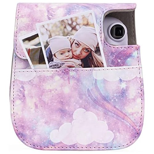  Frankmate Protective & Portable Case Compatible with fujifilm instax Mini 11/9 / 8/8+ Instant Film Camera with Accessory Pocket and Adjustable Strap (Starry Sky Pink)
