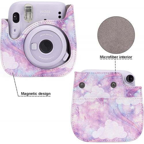  Frankmate Protective & Portable Case Compatible with fujifilm instax Mini 11/9 / 8/8+ Instant Film Camera with Accessory Pocket and Adjustable Strap (Starry Sky Pink)