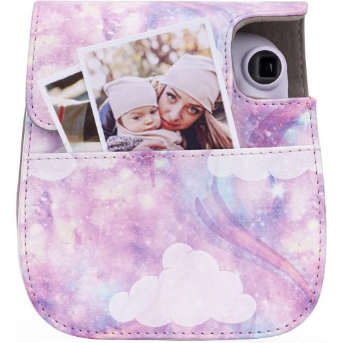  Frankmate Protective & Portable Case Compatible with fujifilm instax Mini 11/9 / 8/8+ Instant Film Camera with Accessory Pocket and Adjustable Strap (Starry Sky Pink)