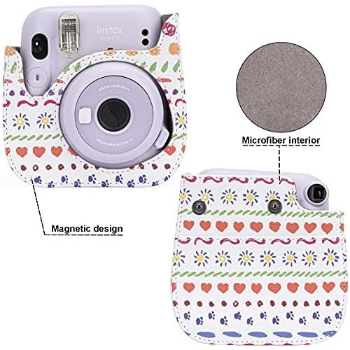  Frankmate PU Leather Instax Camera Compact Case for Fujifilm Instax Mini 11/9/8/8+ Instant Film Camera (Graffiti A)