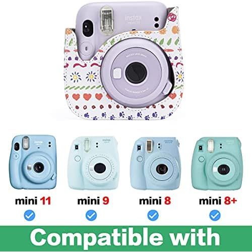  Frankmate PU Leather Instax Camera Compact Case for Fujifilm Instax Mini 11/9/8/8+ Instant Film Camera (Graffiti A)