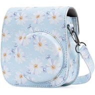 Frankmate Protective & Portable Case Compatible with fujifilm instax Mini 11/9 / 8/8+ Instant Film Camera with Accessory Pocket and Adjustable Strap (Flowers Light Blue)