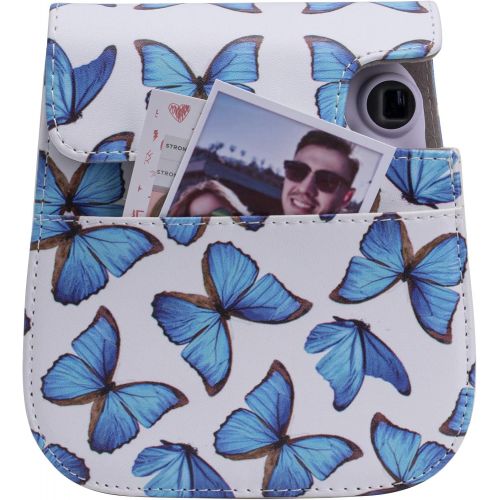  Frankmate PU Leather Camera Case Compatible with Fujifilm Instax Mini 11 Instant Camera with Adjustable Strap and Pocket (Butterfly)