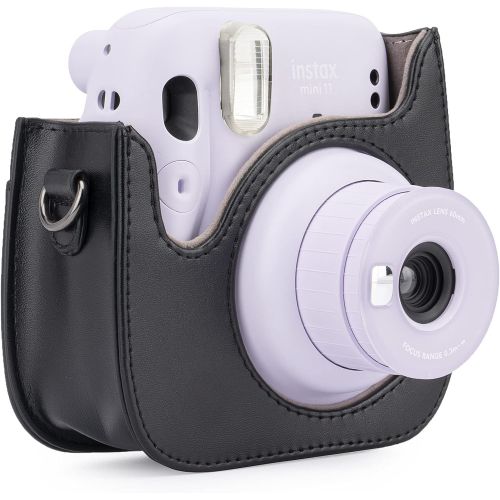  Frankmate PU Leather Instax Camera Compact Case for Fujifilm Instax Mini 11/9/8/8+ Instant Film Camera (Black Puppy)