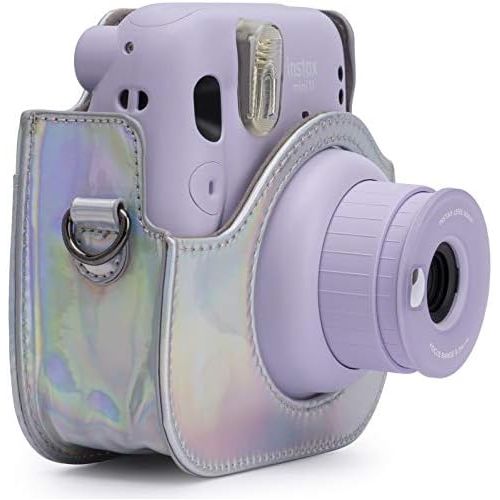  Frankmate PU Leather Camera Case Compatible with Fujifilm Instax Mini 11 Instant Camera with Adjustable Strap and Pocket (Magic Silver)