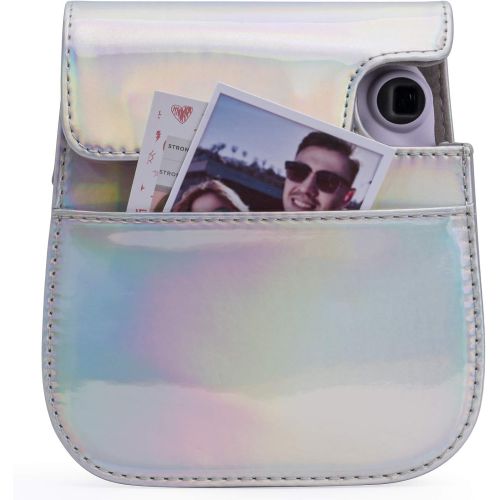  Frankmate PU Leather Camera Case Compatible with Fujifilm Instax Mini 11 Instant Camera with Adjustable Strap and Pocket (Magic Silver)