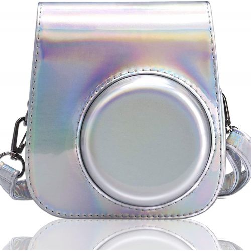  Frankmate PU Leather Camera Case Compatible with Fujifilm Instax Mini 11 Instant Camera with Adjustable Strap and Pocket (Magic Silver)