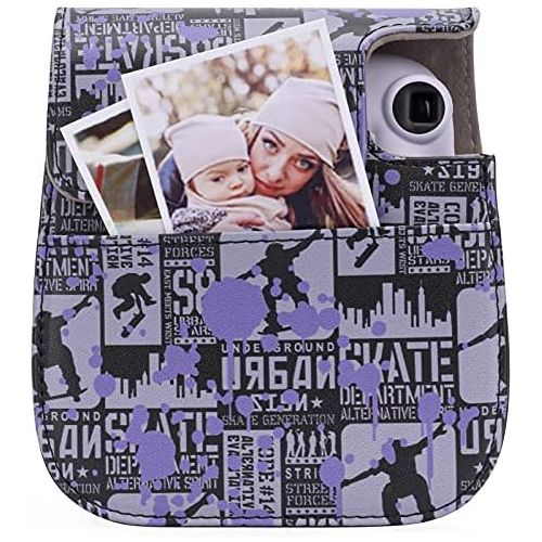  Frankmate PU Leather Instax Camera Compact Case for Fujifilm Instax Mini 11/9/8/8+ Instant Film Camera (Graffiti C)