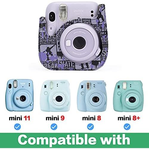  Frankmate PU Leather Instax Camera Compact Case for Fujifilm Instax Mini 11/9/8/8+ Instant Film Camera (Graffiti C)