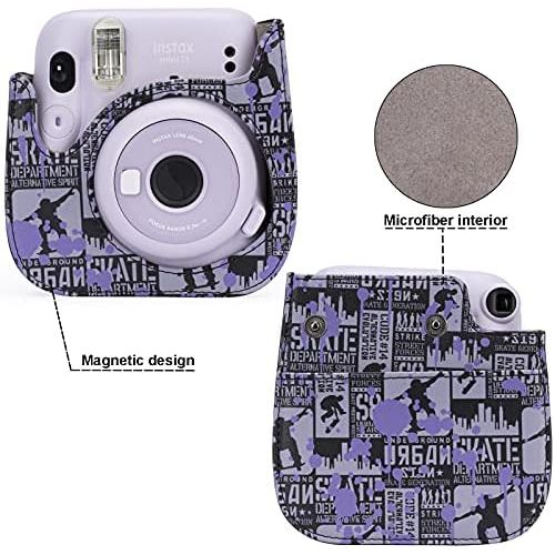  Frankmate PU Leather Instax Camera Compact Case for Fujifilm Instax Mini 11/9/8/8+ Instant Film Camera (Graffiti C)