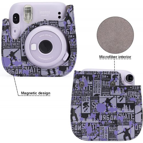  Frankmate PU Leather Instax Camera Compact Case for Fujifilm Instax Mini 11/9/8/8+ Instant Film Camera (Graffiti C)