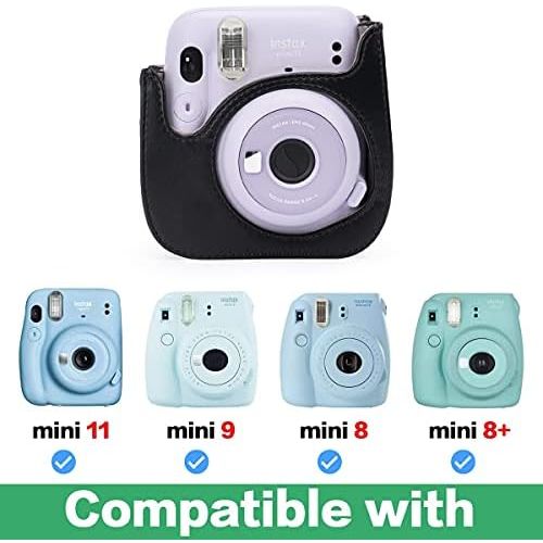  Frankmate PU Leather Instax Camera Compact Case for Fujifilm Instax Mini 11/9/8/8+ Instant Film Camera (Black Penguin)