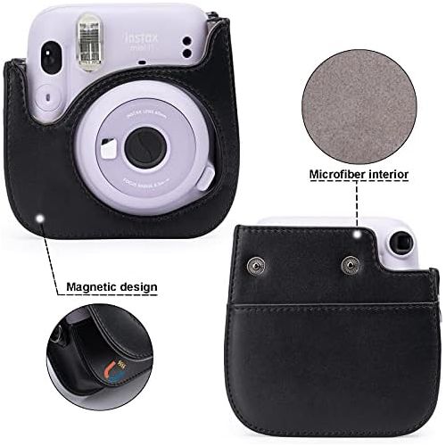  Frankmate PU Leather Instax Camera Compact Case for Fujifilm Instax Mini 11/9/8/8+ Instant Film Camera (Black Penguin)