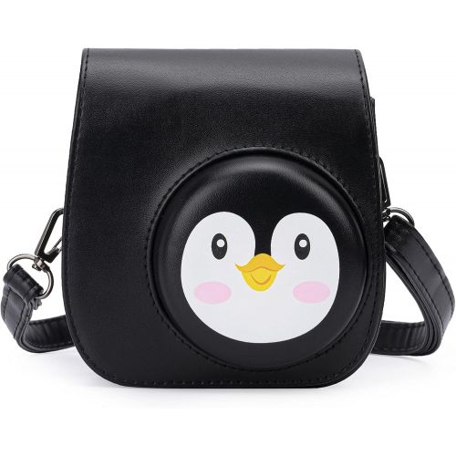  Frankmate PU Leather Instax Camera Compact Case for Fujifilm Instax Mini 11/9/8/8+ Instant Film Camera (Black Penguin)