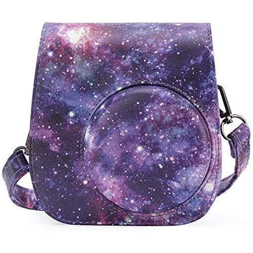  Frankmate Protective & Portable Case Compatible with fujifilm instax Mini 11/9 / 8/8+ Instant Film Camera with Accessory Pocket and Adjustable Strap (Starry Sky Purple)