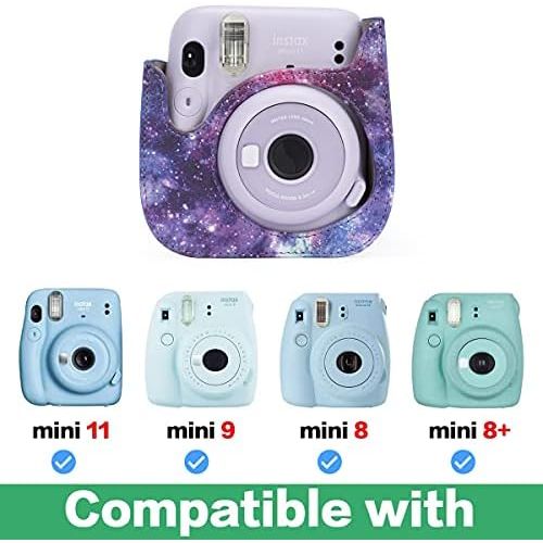  Frankmate Protective & Portable Case Compatible with fujifilm instax Mini 11/9 / 8/8+ Instant Film Camera with Accessory Pocket and Adjustable Strap (Starry Sky Purple)