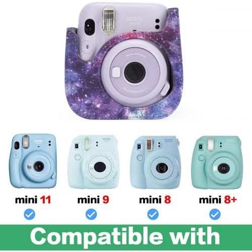  Frankmate Protective & Portable Case Compatible with fujifilm instax Mini 11/9 / 8/8+ Instant Film Camera with Accessory Pocket and Adjustable Strap (Starry Sky Purple)