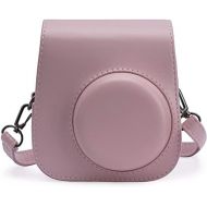 Frankmate PU Leather Camera Case Compatible with Fujifilm Instax Mini 11 Instant Camera with Adjustable Strap and Pocket (Pink)