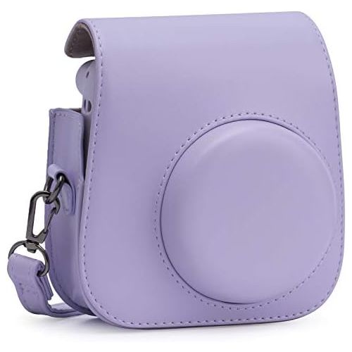  Frankmate PU Leather Camera Case Compatible with Fujifilm Instax Mini 11 Instant Camera with Adjustable Strap and Pocket (Purple)