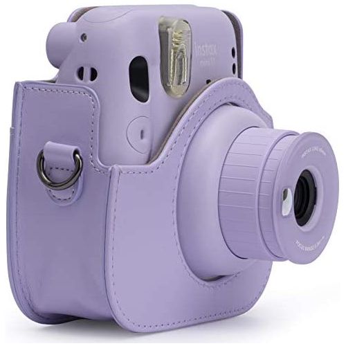  Frankmate PU Leather Camera Case Compatible with Fujifilm Instax Mini 11 Instant Camera with Adjustable Strap and Pocket (Purple)