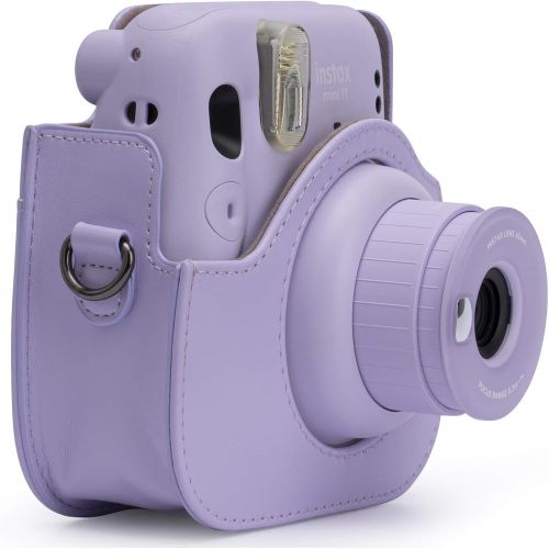  Frankmate PU Leather Camera Case Compatible with Fujifilm Instax Mini 11 Instant Camera with Adjustable Strap and Pocket (Purple)