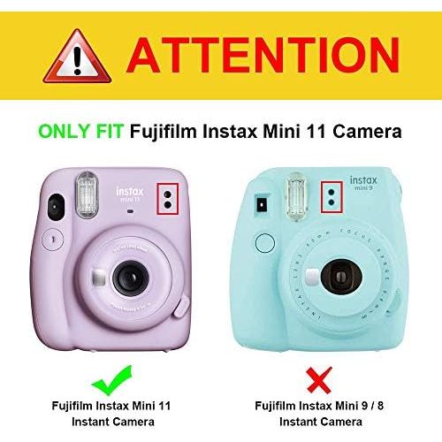  Frankmate PU Leather Camera Case Compatible with Fujifilm Instax Mini 11 Instant Camera with Adjustable Strap and Pocket (Light Blue)
