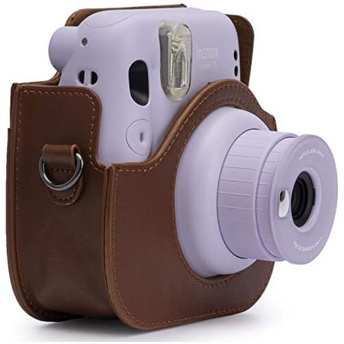  Frankmate PU Leather Camera Case Compatible with Fujifilm Instax Mini 11 Instant Camera with Adjustable Strap and Pocket (Brown)