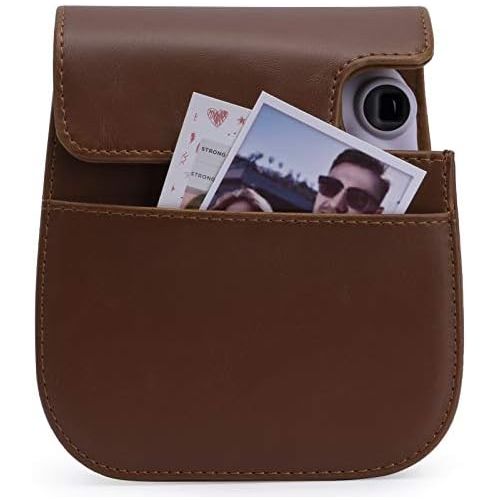  Frankmate PU Leather Camera Case Compatible with Fujifilm Instax Mini 11 Instant Camera with Adjustable Strap and Pocket (Brown)