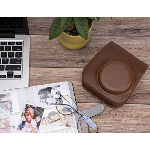  Frankmate PU Leather Camera Case Compatible with Fujifilm Instax Mini 11 Instant Camera with Adjustable Strap and Pocket (Brown)