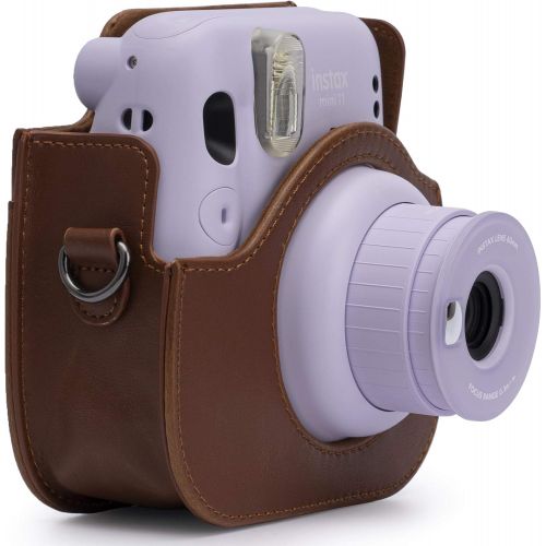  Frankmate PU Leather Camera Case Compatible with Fujifilm Instax Mini 11 Instant Camera with Adjustable Strap and Pocket (Brown)