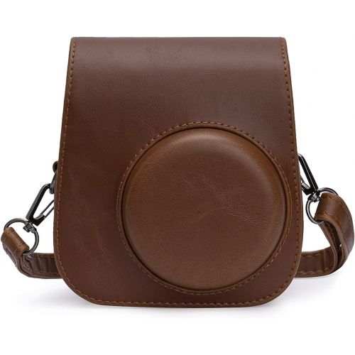  Frankmate PU Leather Camera Case Compatible with Fujifilm Instax Mini 11 Instant Camera with Adjustable Strap and Pocket (Brown)