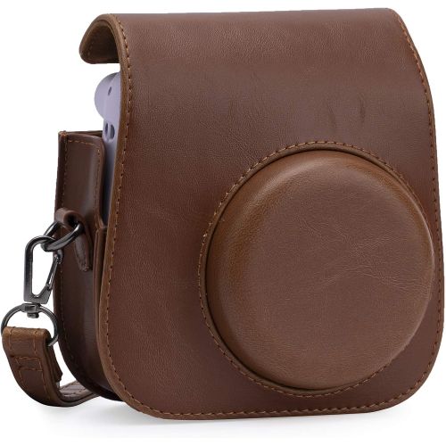  Frankmate PU Leather Camera Case Compatible with Fujifilm Instax Mini 11 Instant Camera with Adjustable Strap and Pocket (Brown)