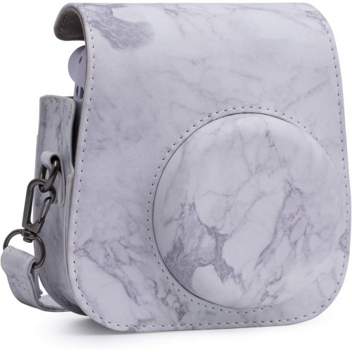  Frankmate PU Leather Camera Case Compatible with Fujifilm Instax Mini 11 Instant Camera with Adjustable Strap and Pocket (Marble)