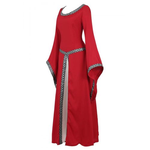  Frawirshau frawirshau Renaissance Costume Women Medieval Dress Queen Gown Retro Long Sleeve Dresses Role Play Dress Up Clothes