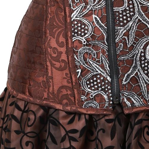  할로윈 용품frawirshau Steampunk Corset Dresses for Women Halloween Costumes Steam Punk Gothic Brown Corset and Skirt Set