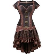 frawirshau Steampunk Corset Dresses for Women Halloween Costumes Steam Punk Gothic Corset Top and Skirt Set