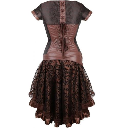  할로윈 용품frawirshau Steampunk Corset Dresses for Women Halloween Costumes Steam Punk Gothic Corset Top and Skirt Set