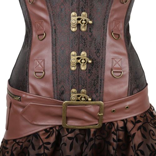  할로윈 용품frawirshau Steampunk Corset Dresses for Women Halloween Costumes Steam Punk Gothic Corset Top and Skirt Set