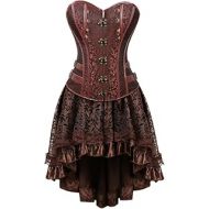 할로윈 용품frawirshau Womens Steampunk Costume Corset Dress Steam Punk Gothic Overbust Corset Skirt Halloween Costumes