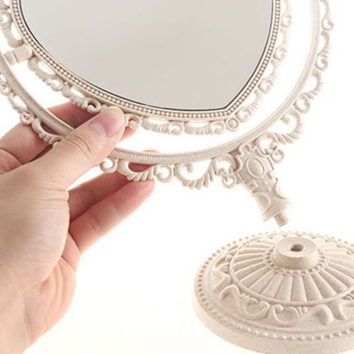  Frcolor Desktop Makeup Mirror 2x Magnification European Style Two Sided Swivel Tabletop Vanity Makeup Mirror