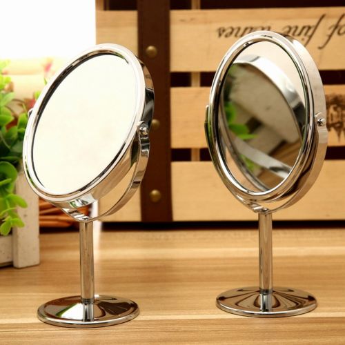  Frcolor Double-Sided Mirror Makeup Mirror Round Rotary Desk Mirror